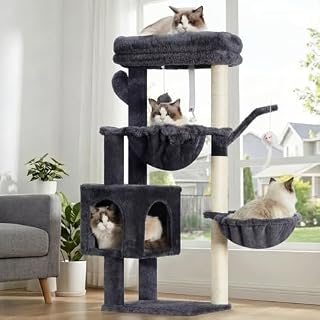 Heybly Cat Tree, 100cm Tower with All-Sisal Wrapped Scratching Post HCT006SG