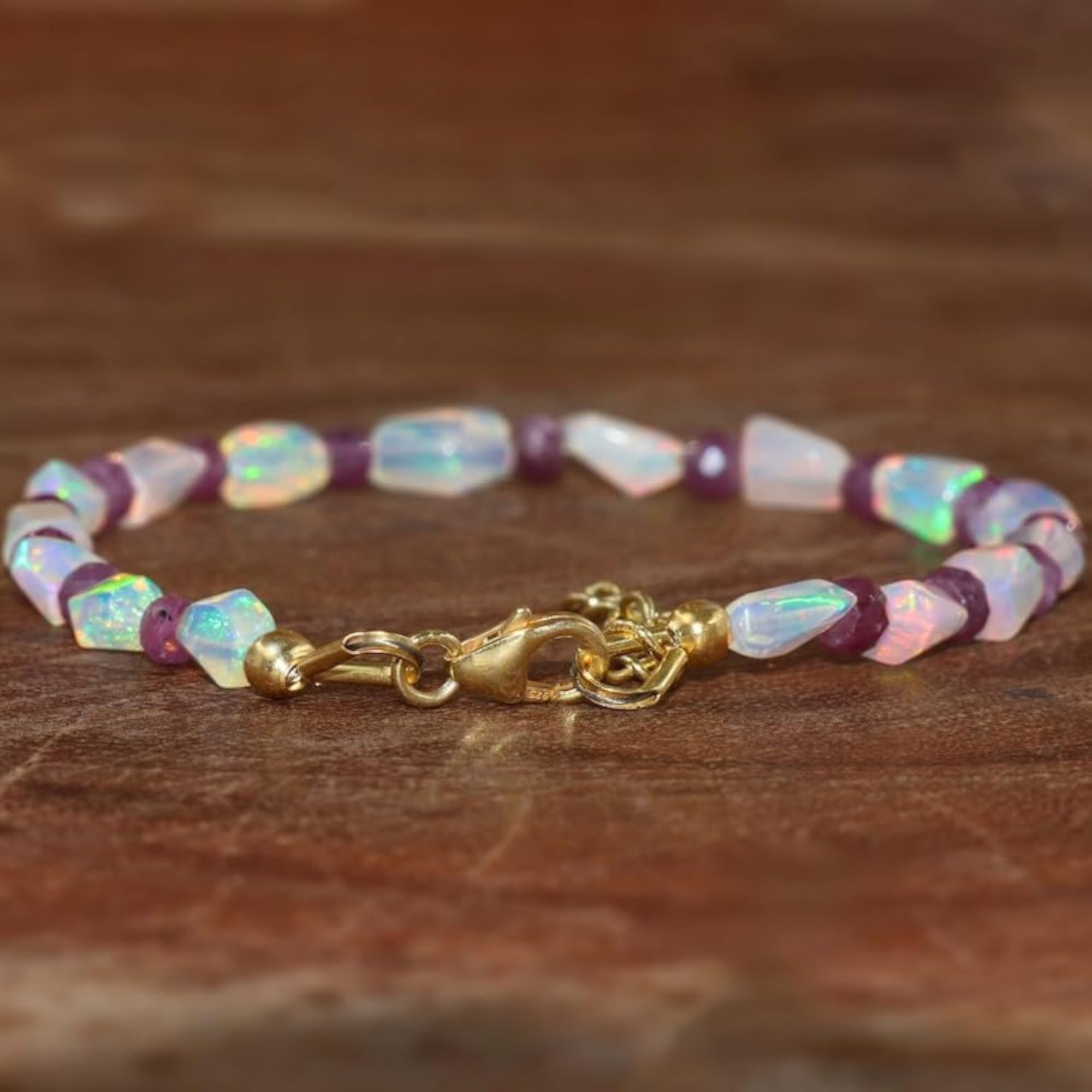 Ethiopian Opal Tumble Beaded Bracelet, Adjustable Multicolor