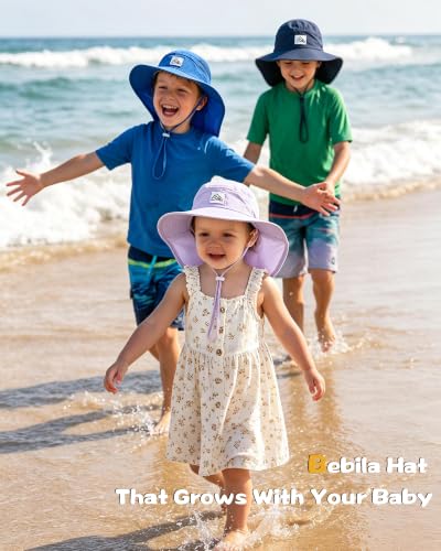 Kids Sun Hat with Neck Flap, UPF 50+, Quick Dry Beach Hat for Baby Boys Girls (US, Age, 6 Months, 24 Months, Deep Blue+Light Gray) - image 5