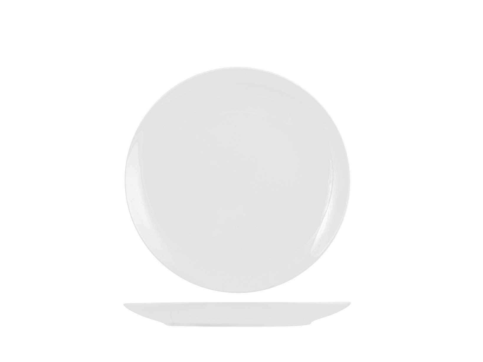 H&H Juego de 12 Platos de Postre New Bone China 20,5 cm – Diseño Coupe Moderno, Porcelana Fina Blanca para Fruta, Dulces y Entrantes – Apto para Lavavajillas y Microondas