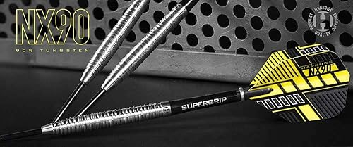 Miniatura 4 de Harrows Dardos NX90, juego de dardos con punta de acero al 90% tungsteno, incluye ejes de alta calidad, vuelos de dardos aerodinámicos, disponibles