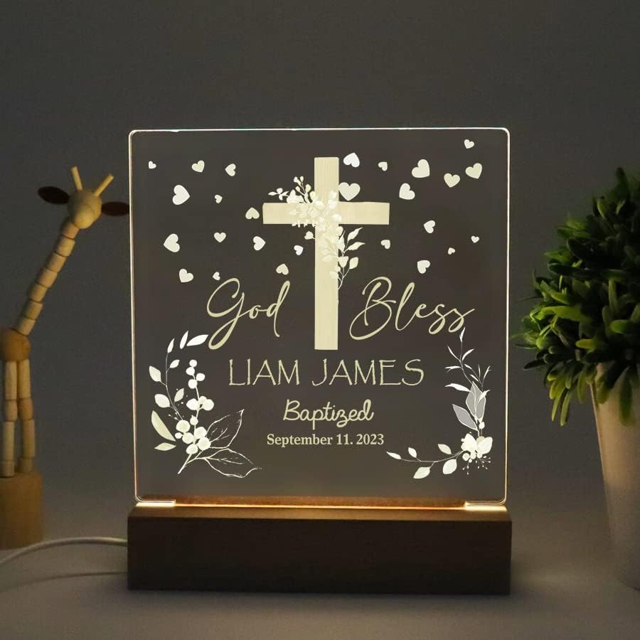 Miniatura 2 de Luz nocturna personalizada para el cuarto de bebé, regalos de bautismo religioso, regalos de bautizo, regalo de dedicación, regalos religiosos para