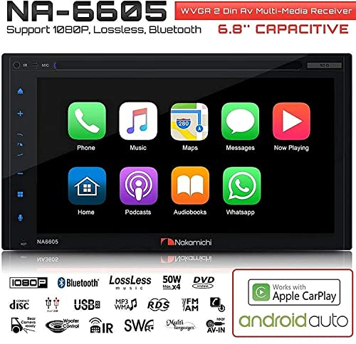 NAKAMICHI NA6605 Double-Din In-Dash 6.8" WVGA Display Apple Car Play & Andriod Auto Multimedia CD DVD USB MP3 Bluetooth Spotify & Pandora Car Stereo Receiver - Image 3