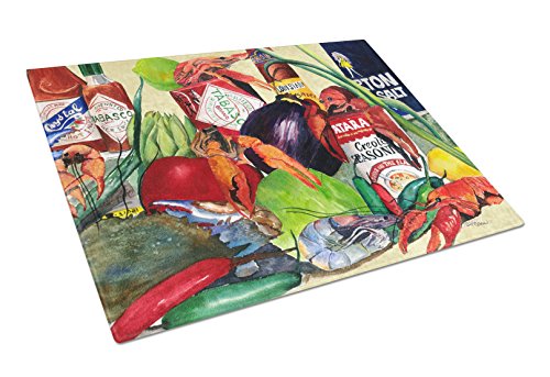 Caroline’s Treasures 1020LCB Spices and Crawfish Glass Cutting Board Large, 12H x 16W, multicolor