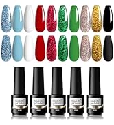 ROSALIND Gel Nagellack UV Nagellack Weiß Grün Set, 10 Farben UV LED Gel Nagel Set Shellac Rot Sch...