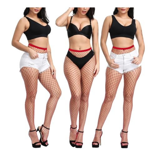 Image of Women Fishnet Stockings, High Waist Fishnet Tights Thigh Stockings Pantyhose