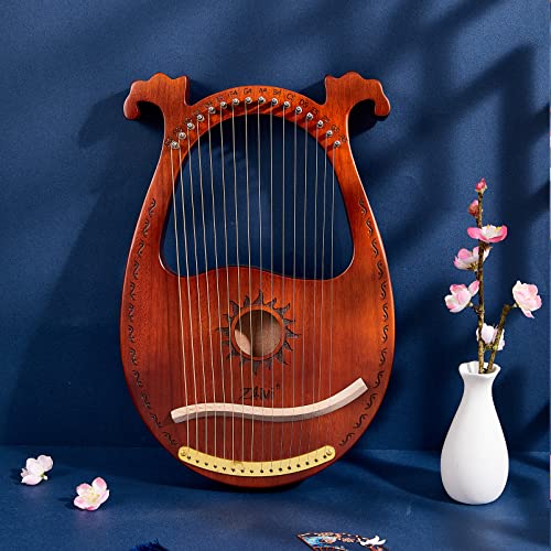 TienClef Lyre Harp 16 String Ancient Greece Style Classical Shaped Box Type Lyra Harp with Tuning Wrench and Instruction Guide for Adult kids and Beginner (Helios-Coffee), Full size
