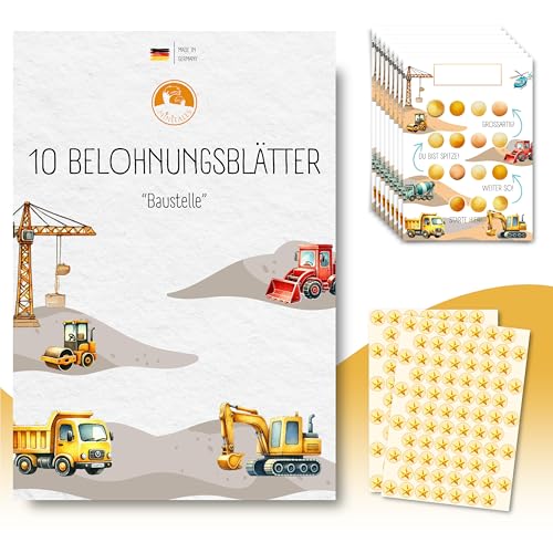 MINITALES Belohnungstafel Kinder – Belohnungssystem mit 10 Blättern & Stickern für Töpfchentraining, Routine & Aufgaben | Aufgabentafel & Routine Planer Kinder ab 3, 4, 6 Jahren