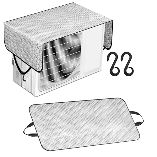 【2025省エネ版】エアコン室外機カバー 室外機遮熱シート 日除け 大型 幅95cm×奥行46cm 室外機用ワイドタイプ アルミ 直射日光遮断 節電 UVカット 雨避け/防塵/雪除け 高耐久 簡単取付 1枚入り