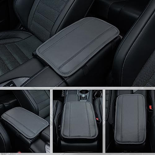 Image of Amiss Car Center Console Pad, Universal Waterproof Car Armrest Seat Box Cover, PU Leather Auto Armrest Cover Protector,Vehicle Interior Accessories fits SUV /Truck /Car (Gray)