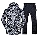 ALSOGO Herren Ski Jacke und Hosen Set Ski Anzug Winter Wasserdicht Winddicht Kapuze Schneemantel 2-Stücke Snowboard Sets 336-Black M