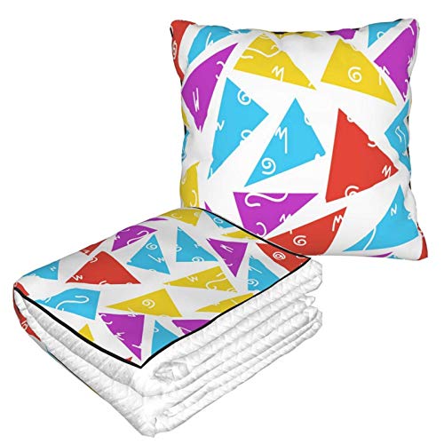 Pillow Blanket 2 In 1 Funny 80s 90s Retro Neon Cake Blanket Lightweight Plush Bed Throw Convertible Fleece Blanket Soft Travel Neck Pillow Sofa Combo