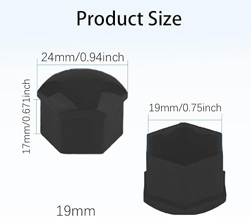 Miniatura 2 de ASUBHA 20 cubiertas para tuercas de llanta, tapas de tuerca de rueda, tapas de tornillo de cubo de rueda de 0.748 in con herramienta de extracción,