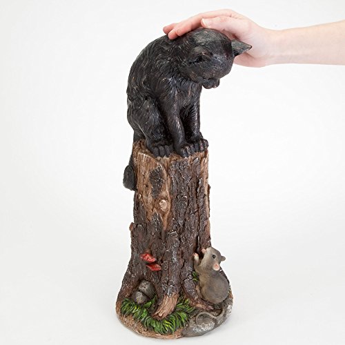 Bits And Pieces - Cat & Mouse Garden Statue- Outdoor Kitten On A Stump Sculpture - 17" Polyresin Home Décor Weather Resistant Lawn Ornament #TOP4