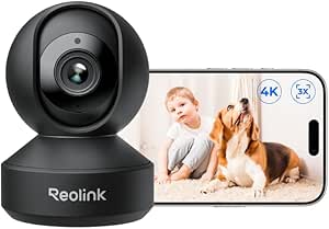 REOLINK Smart 4K UHD Pan & Tilt Dual-Band Wi-Fi 6 Indoor Security Camera with 3X Optical Zoom, Auto-Tracking, People/Pet Detection, Crying Sound Detection, Privacy Mode, Bluetooth Setup, E1 Zoom-Black asin的图片