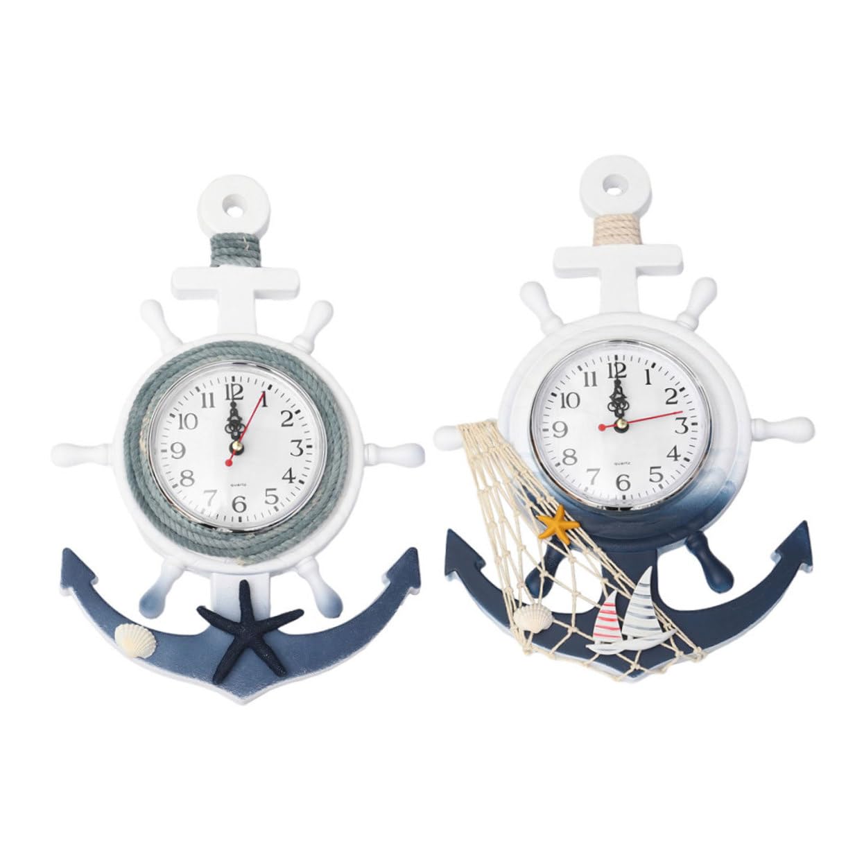 Horloge murale décorative en forme d'ancre de mer pour chambre