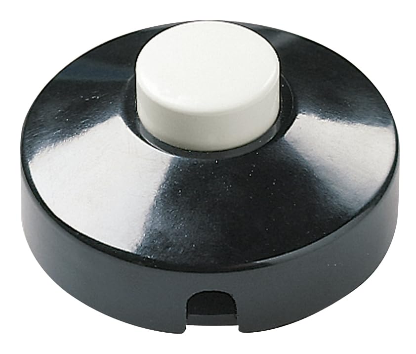 Vimar 00680N Interruttore a pedale 2[32] A 250 V~, passante, con morsetto di terra e morsetto addizionale per apparecchi di classe I e II, corpo nero e tasto bianco