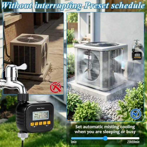 Image of AC Condenser Misting Cooling System with Garden Timer & Water Filter & Cutter, Air Conditioner Evaporative Cooling Kit for Residential AC Units, Sun-Exposed Condensers&High-Temperature Climate Homes
