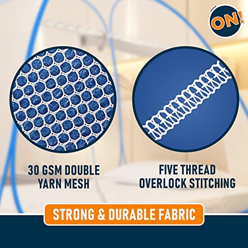 Image of Supreme On Single Bed Mosquito Net with Pocket for Mobile, Spectacles; 6.5 Feet x 4 Feet Premium Machardani, Strong and Durable, 30 GSM, Tent Type, Foldable, Corrosion Resistant (Blue, Single Bed) [200 cm x 130 cm x 140 cm]