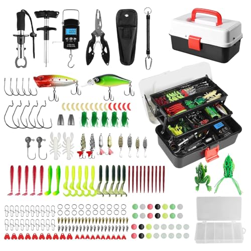 Angelzubehör Set,213 Pcs Angelköder Set und Werkzeugset mit...