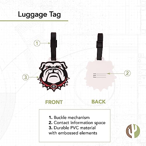 Desert Cactus University of Georgia Luggage Tag Bulldogs UGA Dawgs Tags Bag (PVC Luggage Tag - Design B)2