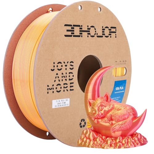 Image of Silk PLA Filament 1.75mm Gold Pink Dual Color PLA 3D Printer Filament 2 in 1 Coextrusion 1KG Spool(2.2lbs) 3D Printing Filament Dimensional Accuracy + /- 0.03mm Fits for Most FDM 3D Printers