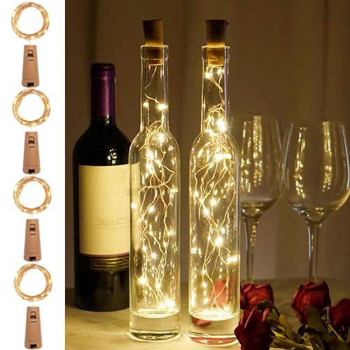 DOMORA HOME Wine Bottle Lights 20 LEDs Cork Lights Waterproof Battery (Included) Operated Fairy Mini...