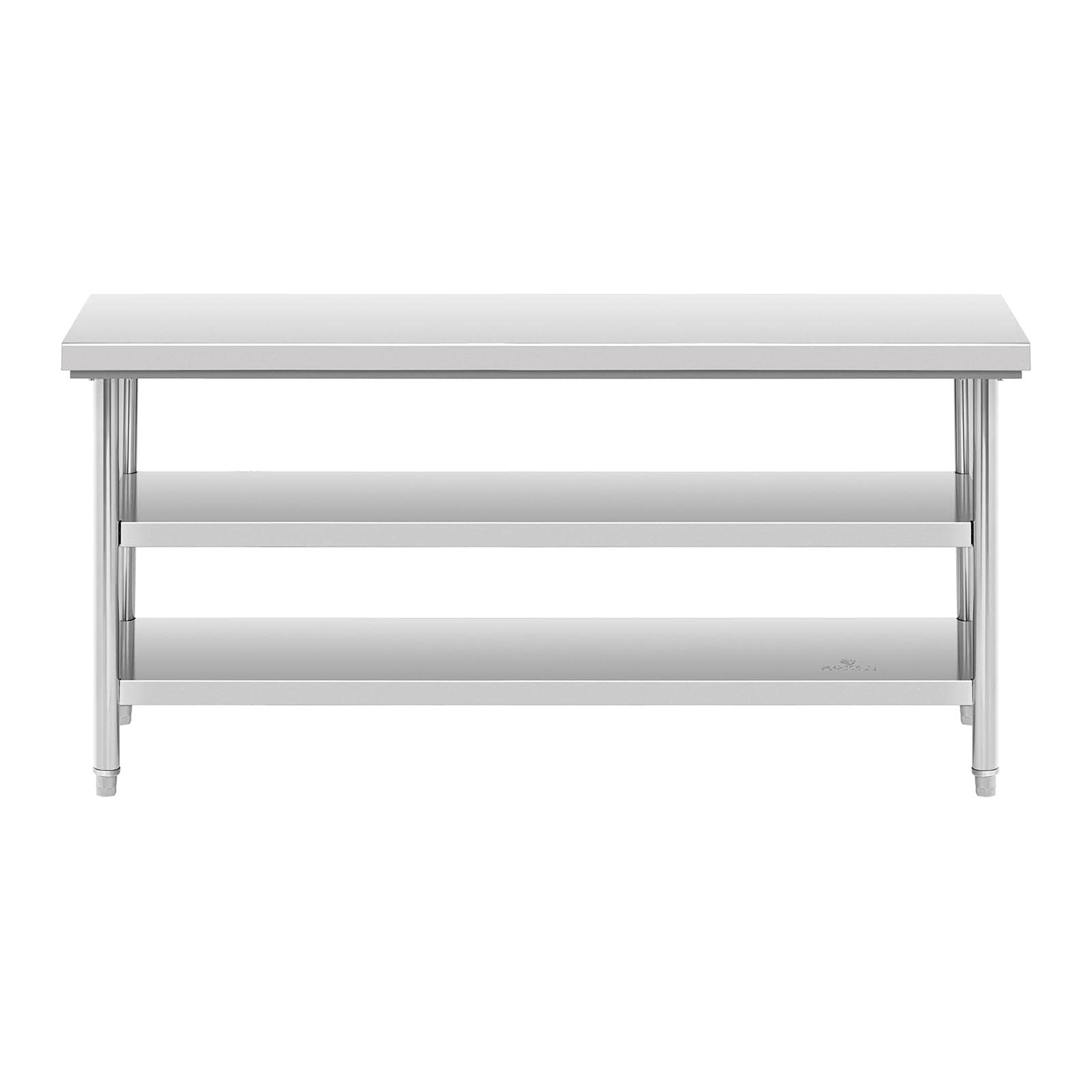 Royal Catering Edelstahltisch 70 x 180 cm bis zu 500 kg Traglast 3 Ebenen Arbeitstisch Edelstahl Gastro Tisch