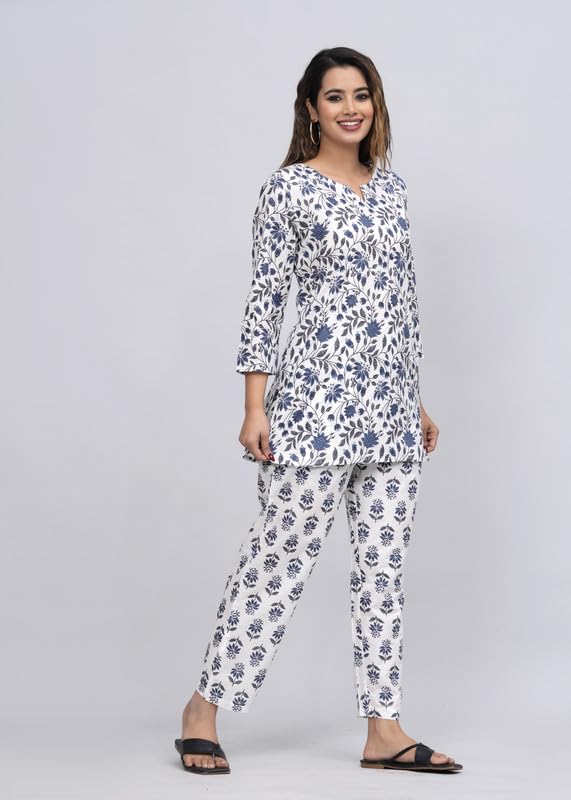 Image of Women's Cotton Night Suit Set for Women, Lounge Wear, Printed Top and Pyjama Set for Women Nightwear /Loungewear /Night Dress for Women