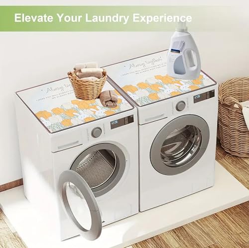 Image of Homecloud Non-Slip Washing Machine Mat - Durable Waterproof Protective Cover for Washer & Dryer, Dust-Resistant Mat Ideal for Laundry Room & Kitchen Appliances | 60x60 cm (Yellow)