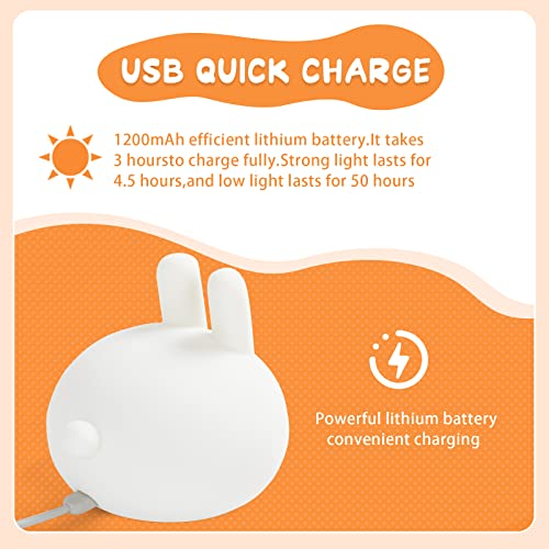Booborny Led Bunny,Silicone Nursery Light For Baby And Toddler,Squishy Night Light For Kids Room,Animal Night Lights For Girls And Boys,Rechargeable Kawaii Lamp,Cute Lamps For Bedroom #TOP6