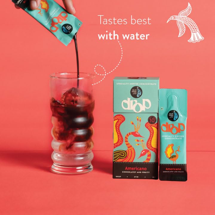 Image of Blue Tokai Coffee Roasters Drop Americano | Liquid Coffee Concentrate | 100% Arabica | Ready to Use Coffee | Hot or Cold | Pack Of 10 Sachets | 20ML Each | Instant Coffee | Specialty Coffee Concentrate