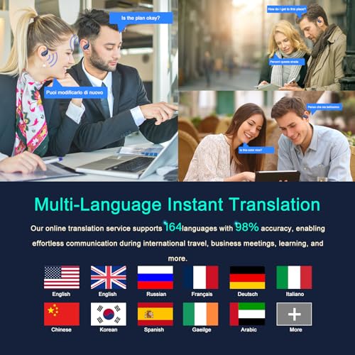 Image of STECEi AI Translation Earbuds Real Time, 164 Language Translator Earbud 3-in-1 Bluetooth 5.4 Translator Earbuds with 6 Translation Modes, 75H Translators Headphones with APP for Travel Business, Blue