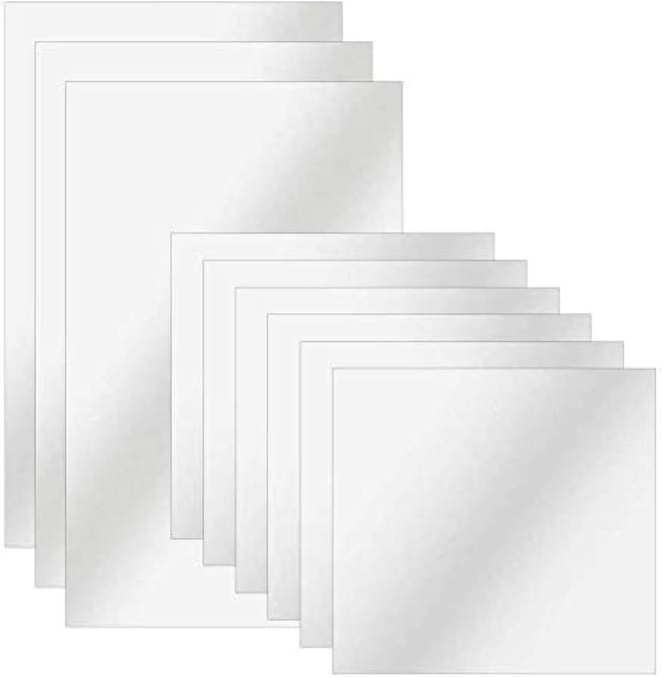 9Pcs Adhesive Mirror Sheet, 3Pcs 6" X 9" and 6Pcs 6" X 6" Flexible Mirrors Sheets, Plastic Mirror Sheet, Self Adhesive Stick on Mirror Tiles, Peel and Stick, Great for Crafts and Mirror Wall