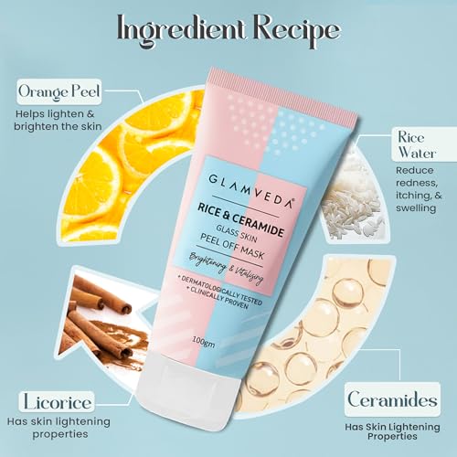 Image of Glamveda Rice & Ceramide Korean Glass Skin Peel-Off Mask | Brightening & Anti-Aging Face Mask | Removes Dead Skin | 100g