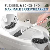 BROSS® Klobürste Silikon - Patentierte Toilettenbürste - Klobürste Weiss - WC Bürste & Klobürstenhalter mit Wandmontage & TurboTrocknung - Innovativ & Antibakteriell - 1er Set – Ansicht 3