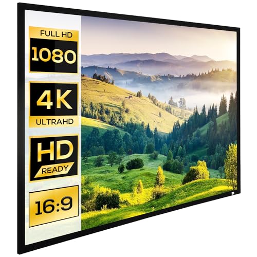 HOMCOM Bâche projecteur de 100 pouces, écran projection murale, compatible avec projecteurs LED et...