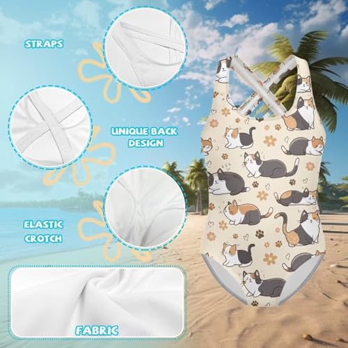 Image of Girls One Piece Swimsuits Quick Dry Beach Bathing Suit Crossback Swimwear 5-14 Years