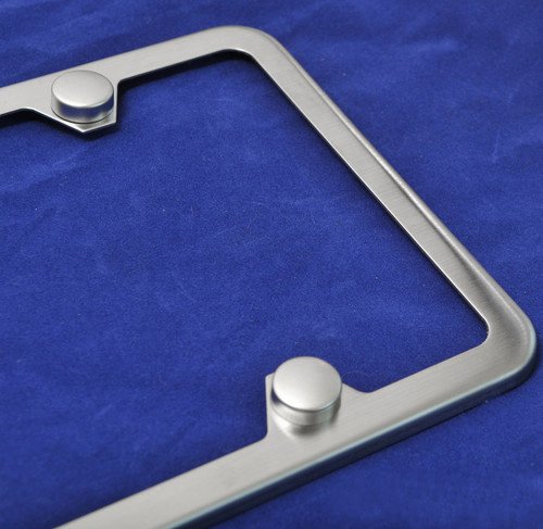 Slim Style Stainless Steel License Plate Frame Brush Finish 4 Holes #TOP3