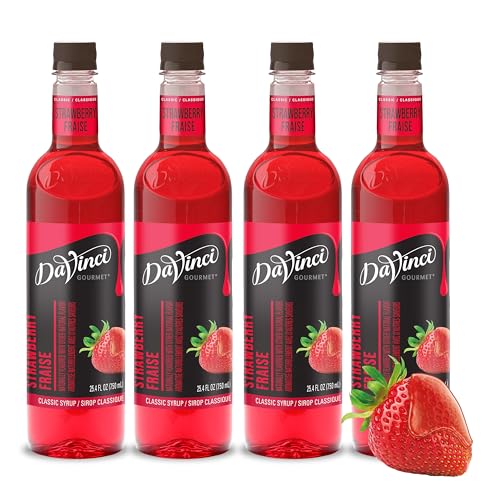 Image of DaVinci Gourmet Classic Strawberry Syrup, Keto-friendly, 25.4 Fluid Ounces (Pack of 4)