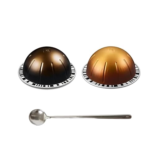 Versión europea Vertuo Line Double Espresso Variedad  Scuro + Dolce - Cápsulas de café importadas Paquete de 2, 20 cápsulas con cuchara