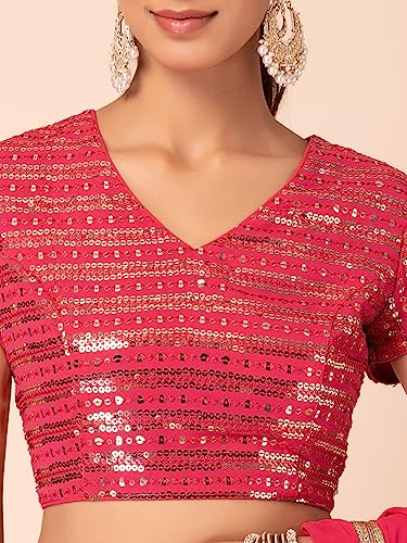 Image of Indya Women's Georgette Embellished Short Sleeve Regular Fit Blouse Pack of 1