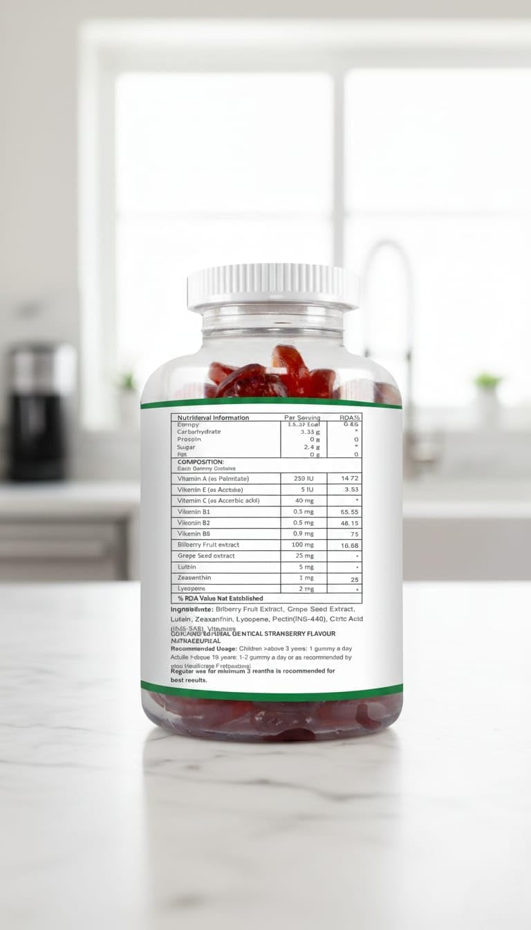 Nutrition Eye Health Gummies for Women & Men | Protects Against Blue Light Damage, Digital Strain and Dry Eyes | Enriched Lutein & Zeaxanthin- 30 Gummies
