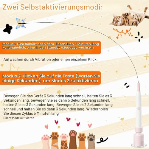 Katzenspielzeug Elektrisch Schmetterling, Katzen Spielzeug Selbstbeschäftigung, Katzenspielzeug für Aktive Katzen, mit Saugnap 360° Drehbarem Schmetterling für Drinnen & Draußen – Bild 4