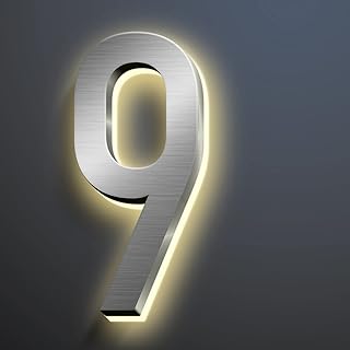 Illuminated LED House Numbers 50cm Stainless Steel Backlit LED Illuminated Home Address Number Lighted House Numbers Modern Address Numbers,O