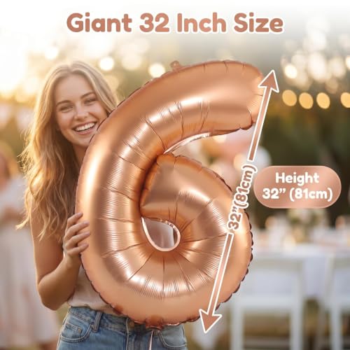 Image of YPSelected 32 Inch Large Foil Helium Number Balloon Birthday Wedding Party 0-9 (Orange, 6)