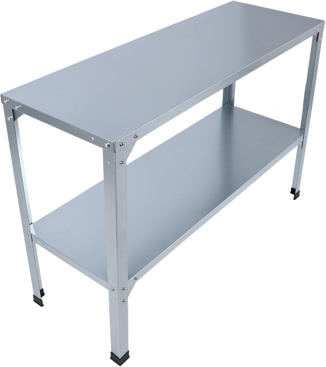 Metal Galvanized Iron Potting Bench Strong Double Layers Greenhouse Table Holds 120KG for Outdoor Gardening Workstation