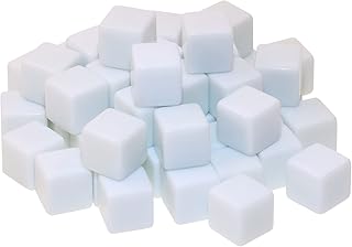 Shapenty 16mm White Blank Acrylic Dice Cubes Plain Dice Bulk for Game Dice DIY Craft Sticker Creative Painting Marking Alphabet Number Math Teaching Education Schoolwork Homework Board Games, 50PCS