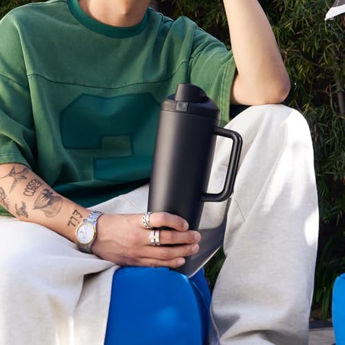 Image of Owala FreeSip Tumbler Insulated Stainless Steel Water Bottle with Built-in Straw and Side Handle, For Travel, Work, School, and Sports, 40oz, BPA Free, Leak Proof, Foggy Tide