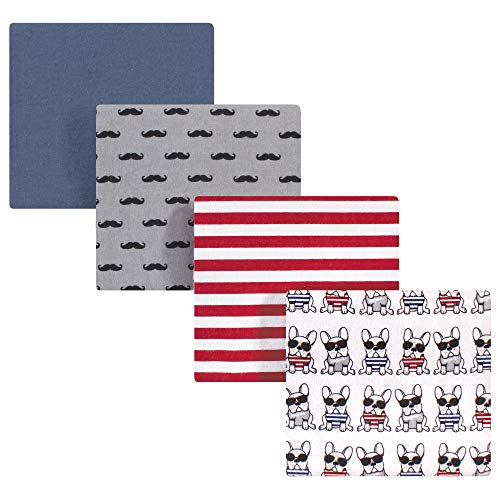 Image of Hudson Baby Unisex Baby Cotton Flannel Receiving Blankets, French Dog, One Size